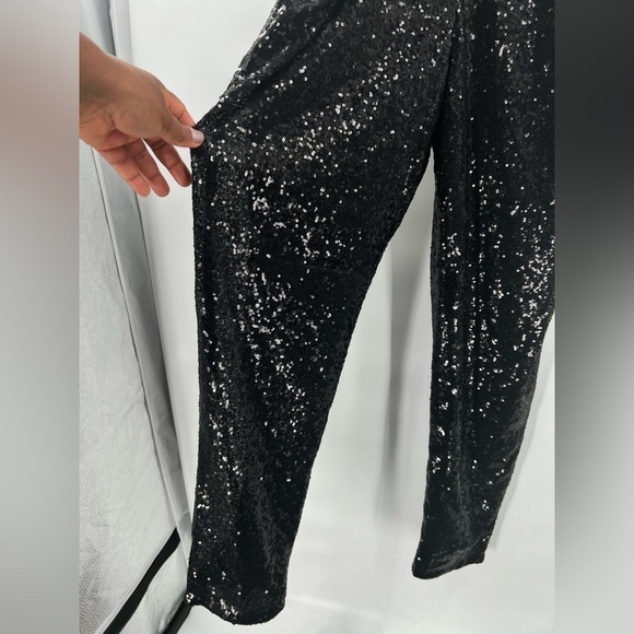 Boohoo boutique alice satin adjustable strap sequin dungaree jumpsuit size 12 - Picture 2 of 10